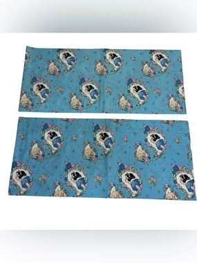 Vintage Disney Curtains Valance Snow White and Seven Dwarfs Set of 2 Blue